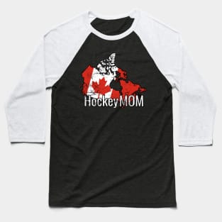 Hockey Mom with Canada and its distressed flag Baseball T-Shirt